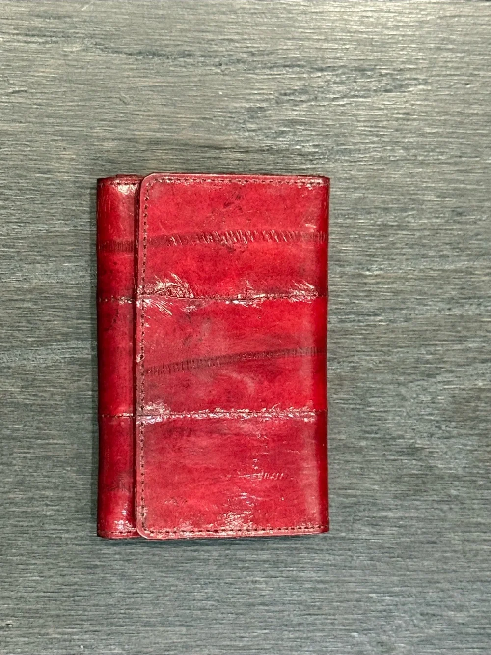 Vintage Bugatti Red Eel Skin Key Case & Zipper Pouch